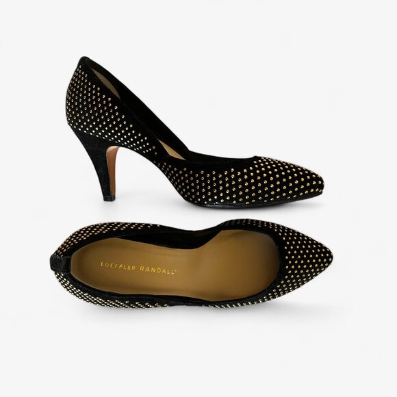 Loeffler Randall Black and Gold Heels - Picture 1 of 9